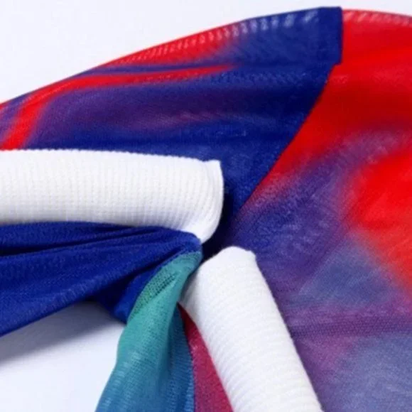 STASIA 3006: Infrared Body 5th Element Mesh Long Sleeve Maxi Dress - Picture 14 of 16